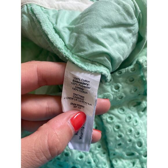 NWOT Eyelet J.Crew Mint Seersucker Pinwheel Cafe Capri Pants 2 - Picture 9 of 9